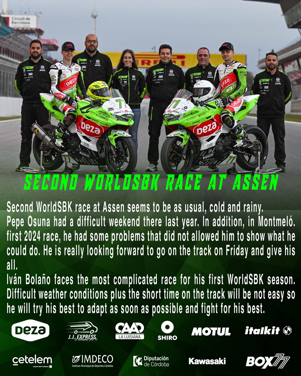 🔥 Second WorlSBK race is here 
🏛️ Motorbikes cathedral awaits us Assen 😍
👦🏻🧑🏼‍🦱 Pepe &amp; Iván are ready 💪🏼

🔥 La segunda del Mundial de Superbikes para Supersport 300 ya está aquí 
🏛️ La catedral del motor nos espera, Assen😍
👦🏻🧑🏼‍🦱 Pepe Osuna e Iván Bolaño están preparados 💪🏼