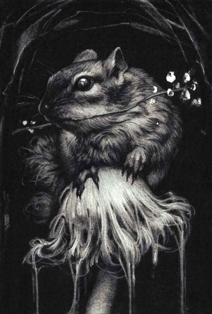 'Underbrush' 4x6' conte My piece for the upcoming @roqlarue “Spectacle Du Petite” Group Show opening May 4th in Seattle
