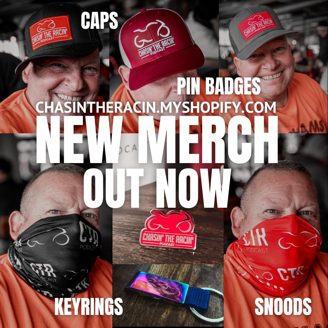 Wooo! New merch drop!😝 3 new cap styles, 2 new design snoods, multifunction key ring and pin badges all new at CTR!🥳 Check out everything mentioned above plus our full range of stock over on our shopfiy - link below. chasintheracin.myshopify.com
