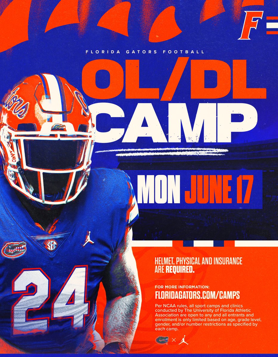 Compete in the trenches. Register now for our OL/DL Camp! 🐊 🔗: floridagators.com/sports/2024/2/… #GoGators | #UFuture
