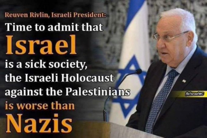 Reuven Rivlin, President of Israel (2014-2021) admits Israeli Holocaust (V 2.0) against the Palestinians is worse than that of the #Nazis (V 1.0)‼️