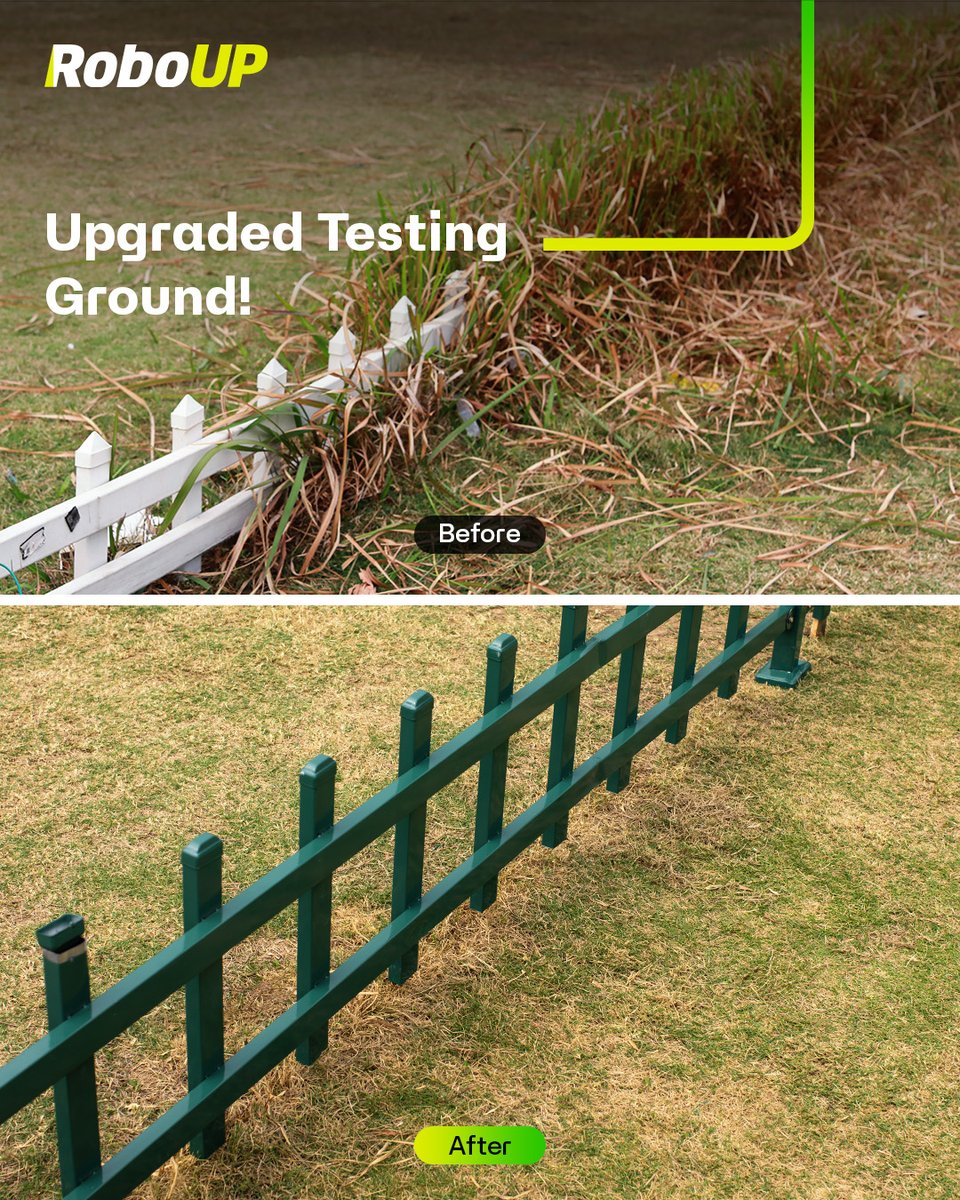 New borders? Yes! 🎉 We've just upgraded our mowers testing ground with a brand new fence! 🚧 With better, safer and a more organized environment, we can now test even more efficiently.

Don't forget, efficiency is key to our success!
#RoboUP #RobotMower #Testing
