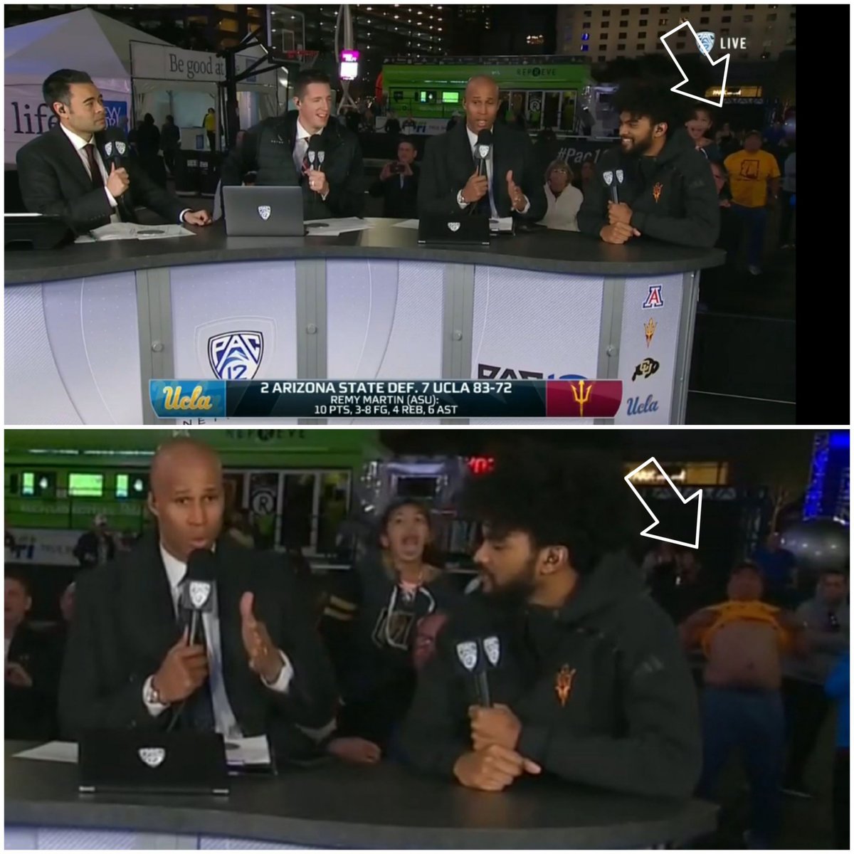 rez_devil's tweet photo. RezDevil tiddie flashing the #Pac12Network in Las Vegas. https://t.co/10LdOInX3E