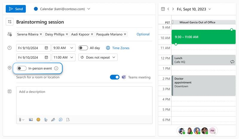 Now Available: Request an In-Person Event in Outlook
No more chancing colleagues down about their location for an in-person event.

A video will be available soon.

prod.support.services.microsoft.com/en-us/office/s…

#Microsoft365 #office365 #microsoftoutlook