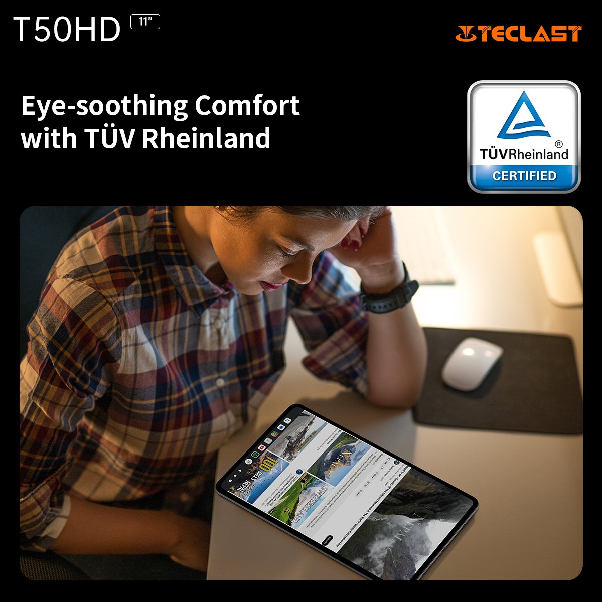 TeclastOfficial's tweet image. Enjoy safer screen time with T50HD, certified by TÜV Rheinland for reduced blue light. Keep your eyes comfortable during your tech adventures! 👀
Learn More: en.teclast.com/products/t50hd…

#EyeComfort #TÜVCertified #SafeScreenTime