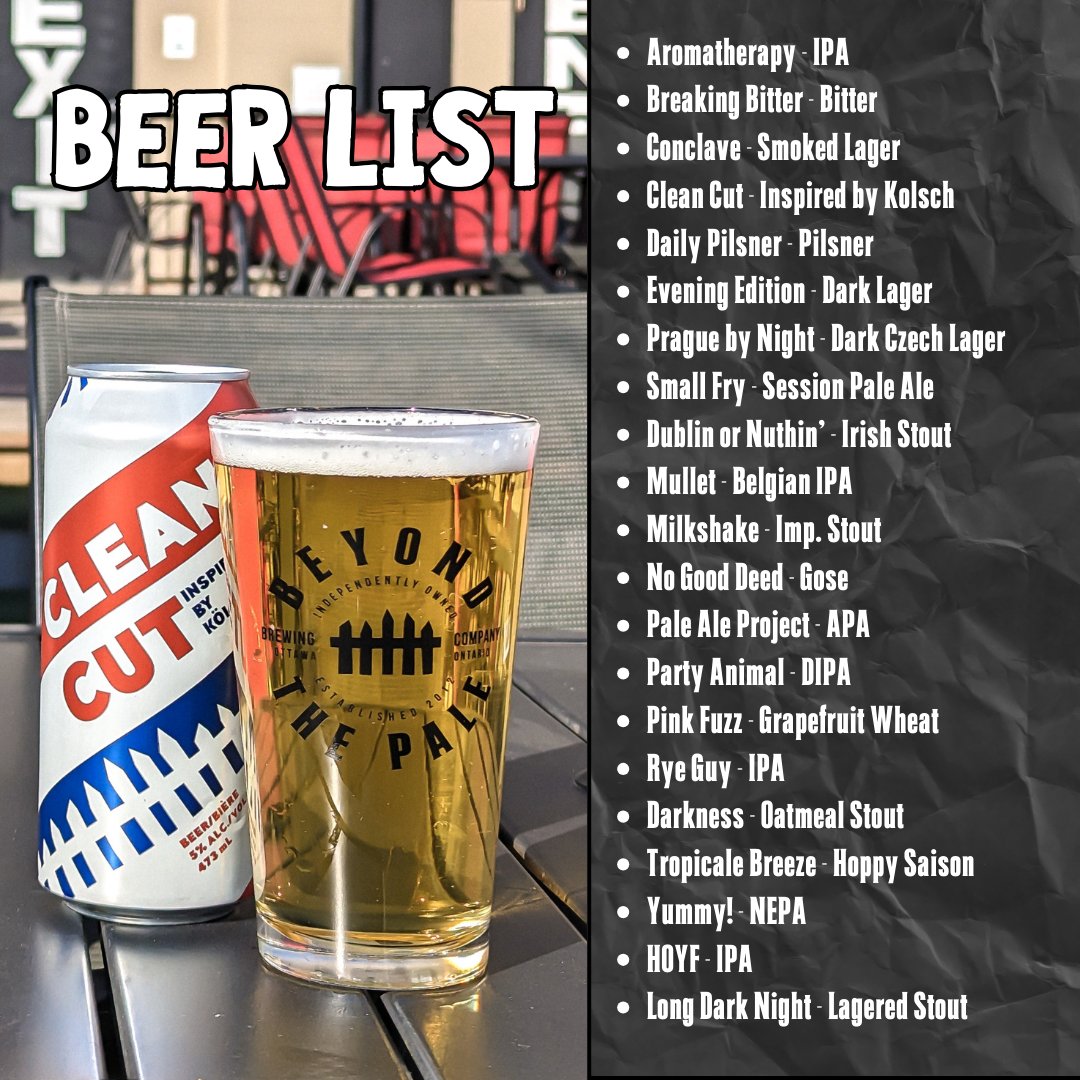 BTPBrewing's tweet photo. Weekend line-up! Make sure you save it or check out the menu page on our website https://t.co/sB7VcYAgF7

#myottawa #beer #patio #taproom #weekendlineup https://t.co/P1c9mxx5JC