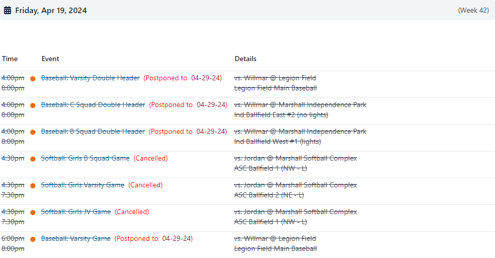 MarshalltigerAD's tweet image. Changes for Friday.  #MNSpring