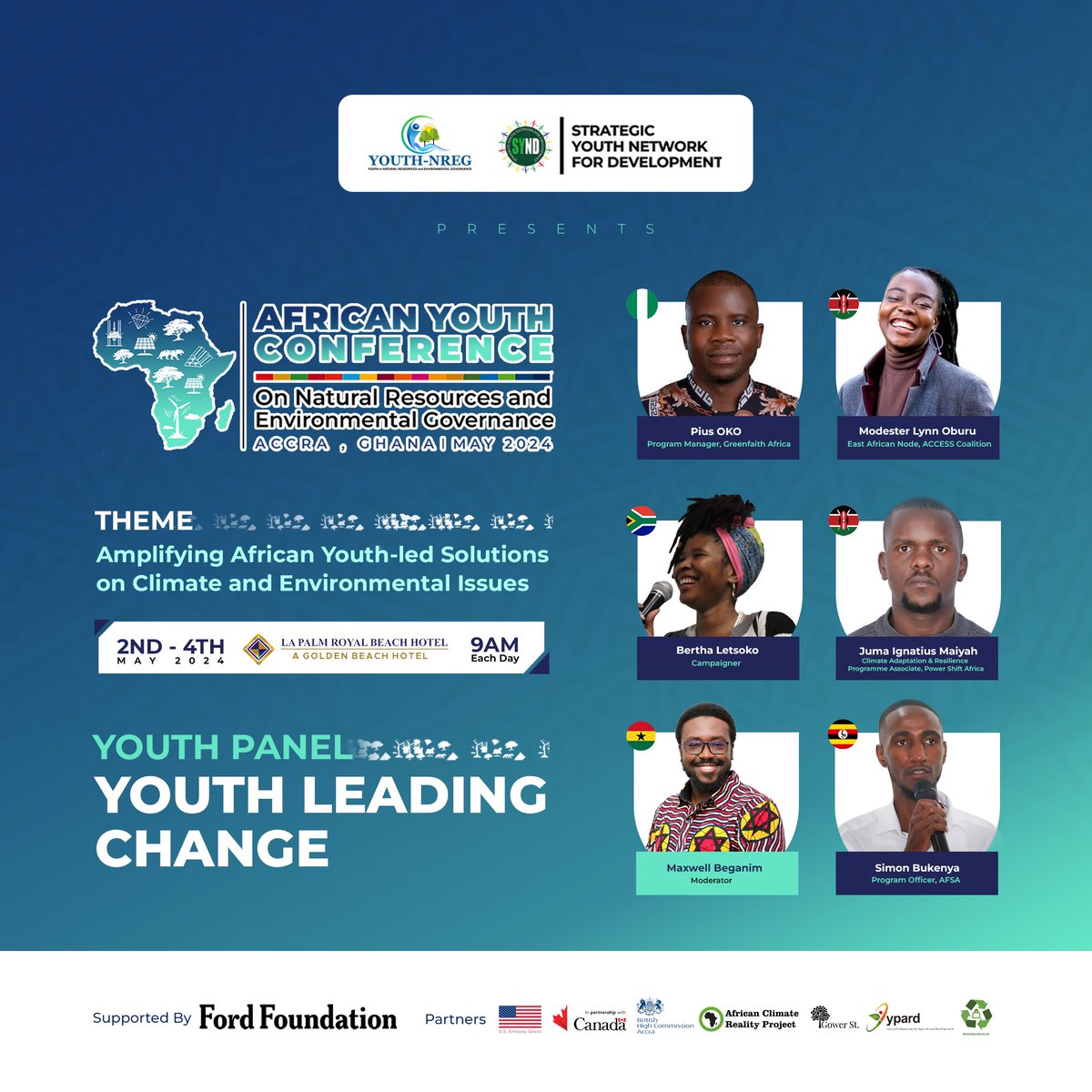 Five vibrant young people; One from the Giant of Africa, two from the Pride of Africa, another from the Pearl of Africa and the last from the Rainbow nation will gather at the African Youth Conference. 1/3 #AYC2024 #WeAreGathering