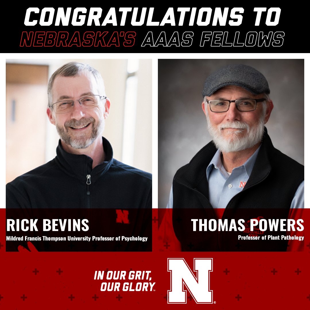 🎉 Congratulations to Rick Bevins & Thomas Powers on their huge accomplishment. They have been selected as fellows of the American Association for the Advancement of Science, the world’s largest multidisciplinary scientific society. go.unl.edu/yfcq