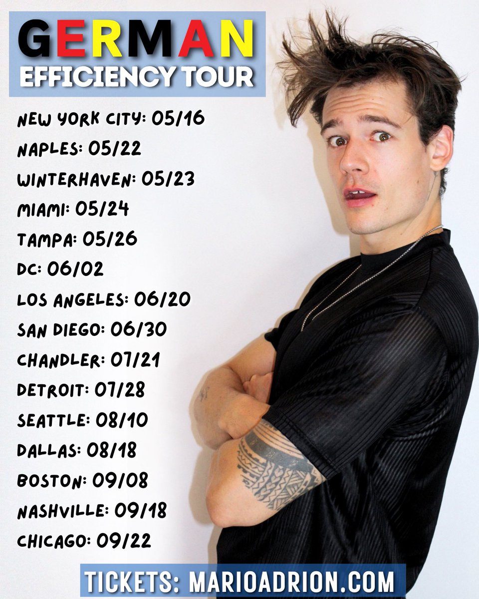 marioadrion's tweet photo. Iโm on Tour!!! ๐ฉ๐ช๐ฅ I canโt wait to see all your beautiful Faces! Get your Tickets NOW at the Link in my BIO! They will be Gone very EFFICIENTLY! #itsamee #standup #efficiencytour
https://t.co/SWNX2IXJld https://t.co/zG9v4KKQug