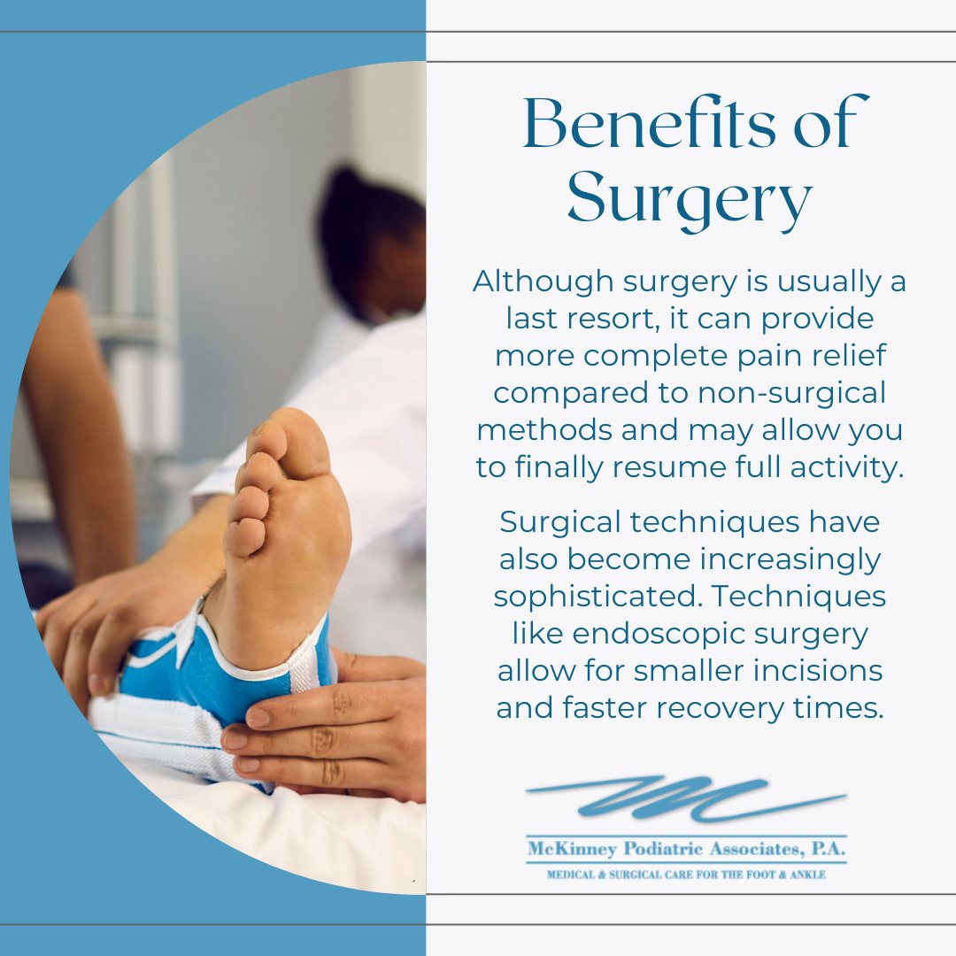 Foot pain is not normal! Whether you need surgery, or a non-invasive treatment, McKinney Podiatric Associates is here to help. Book today!

mpa-web.com/blog/item/1044…

#surgeryrecovery #surgerybenefits #patientcare #questionsaboutsurgery #photo #follow #McKinneyPodiatricAssociates