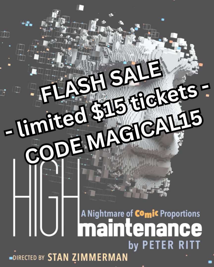 High Maintenance by Peter Ritt is BACK TOMORROW! 
You can catch this 'Magical' story for only $15 when you use code MAGICAL15 at checkout! 🤖🪄
“HIGHLY ENTERTAINING AND HILARIOUS!  CLEVERLY WRITTEN!  MAGICAL!' -Imaan Jalali, L.A. EXCITES
🎟's: ci.ovationtix.com/35065/producti…