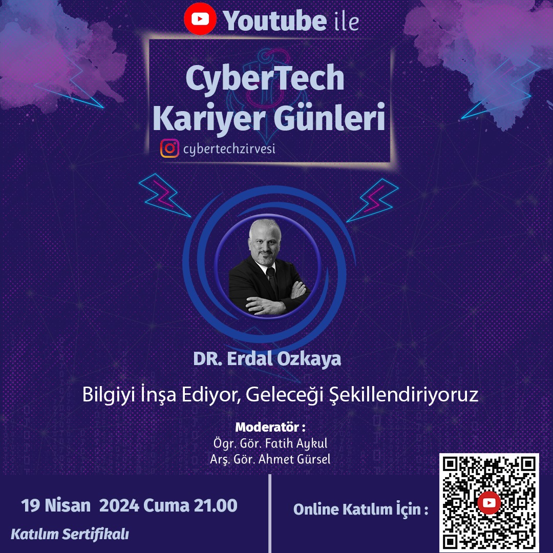 Yarın çok kıymetli konuğumuz Erdal hocamız bizlerle katılmak isteyen herkesi bekliyoruz 🥳 @Erdal_Ozkaya youtube.com/@cybertechzirv…