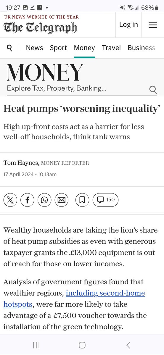 Oh look, some junk anti-heat pump 'analysis' from the UK's gas lobby group has ended up in the Telegraph. Holiday hot spots, maybe. High proportion of homes off the gas grid, definitely! 😂