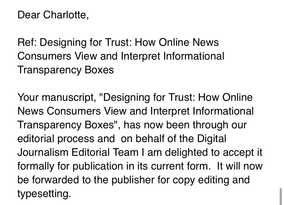 Charlotte Norsworthy Varnum (@cfnorsworthy) on Twitter photo Woohoo! Our paper was accepted to Digital Journalism! We started collecting data for this experiment in March 2020…presented it in Paris at #ICA22 & now we’re officially “forthcoming.” Congrats & thank you to my co-authors of <a href="/DMAClab/">DMAC Lab</a>: <a href="/wojdynski/">Bart Wojdynski</a>, <a href="/MattBinford/">Matt Binford, Ph.D.</a> & <a href="/JeffreyDuncanIP/">Jeffrey Duncan</a> Woohoo! Our paper was accepted to Digital Journalism! We started collecting data for this experiment in March 2020…presented it in Paris at #ICA22 & now we’re officially “forthcoming.” Congrats & thank you to my co-authors of <a href="/DMAClab/">DMAC Lab</a>: <a href="/wojdynski/">Bart Wojdynski</a>, <a href="/MattBinford/">Matt Binford, Ph.D.</a> & <a href="/JeffreyDuncanIP/">Jeffrey Duncan</a>