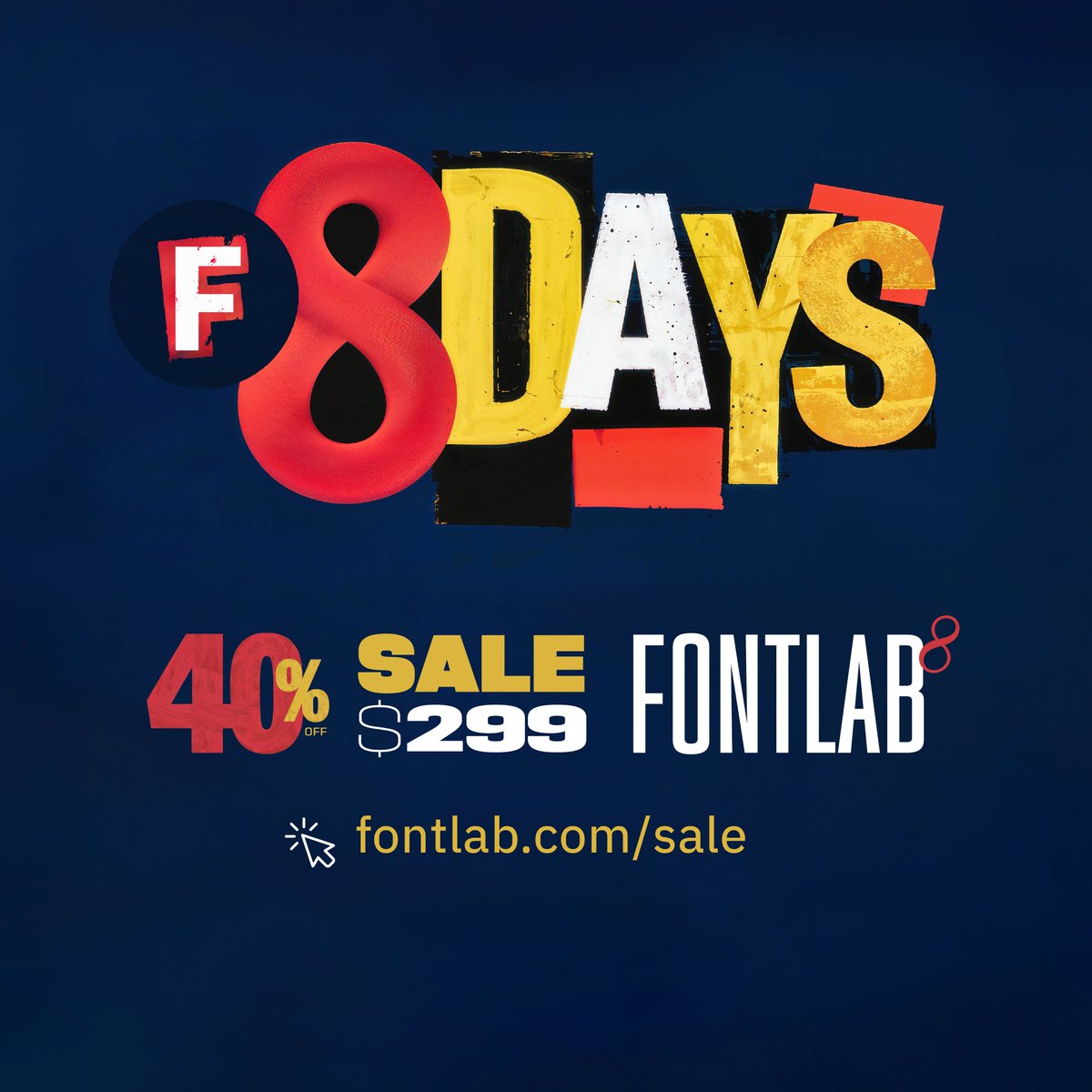 🔥 #FontLab 8 #SALE❣️ 👉 fontlab.com/sale/ 💰 40% OFF ⏰ for 8 days only! 💎 Lifetime: $299 | 👩‍🎓 1-yr Student: $65 | ⏳ 3-mo Starter: $59 #FontSale #TypeDesign #Fonts #Typeface #FontDesign #Typography #CreativeSoftware #DesignTools #Typeface #FontCreation #TypeLovers