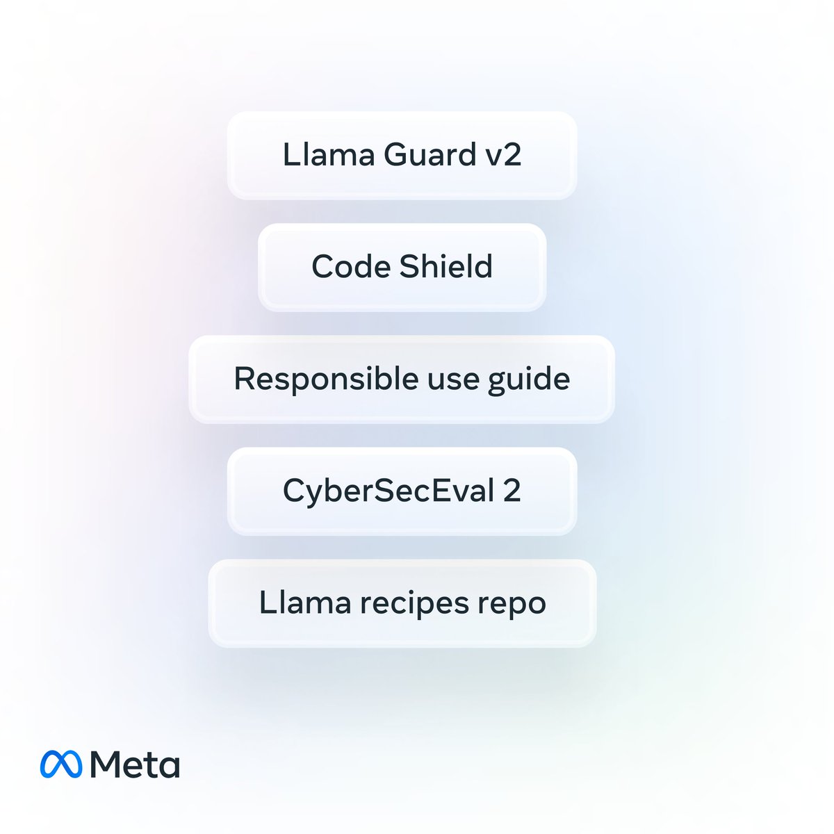 In addition to Llama 3, we also released new Meta Llama trust &amp; safety tools featuring Llama Guard 2, Code Shield and Cybersec Eval 2 — plus an updated Responsible Use Guide &amp; Getting Started Guide, new recipes and more. You can find more of these updates on the Llama website ➡️