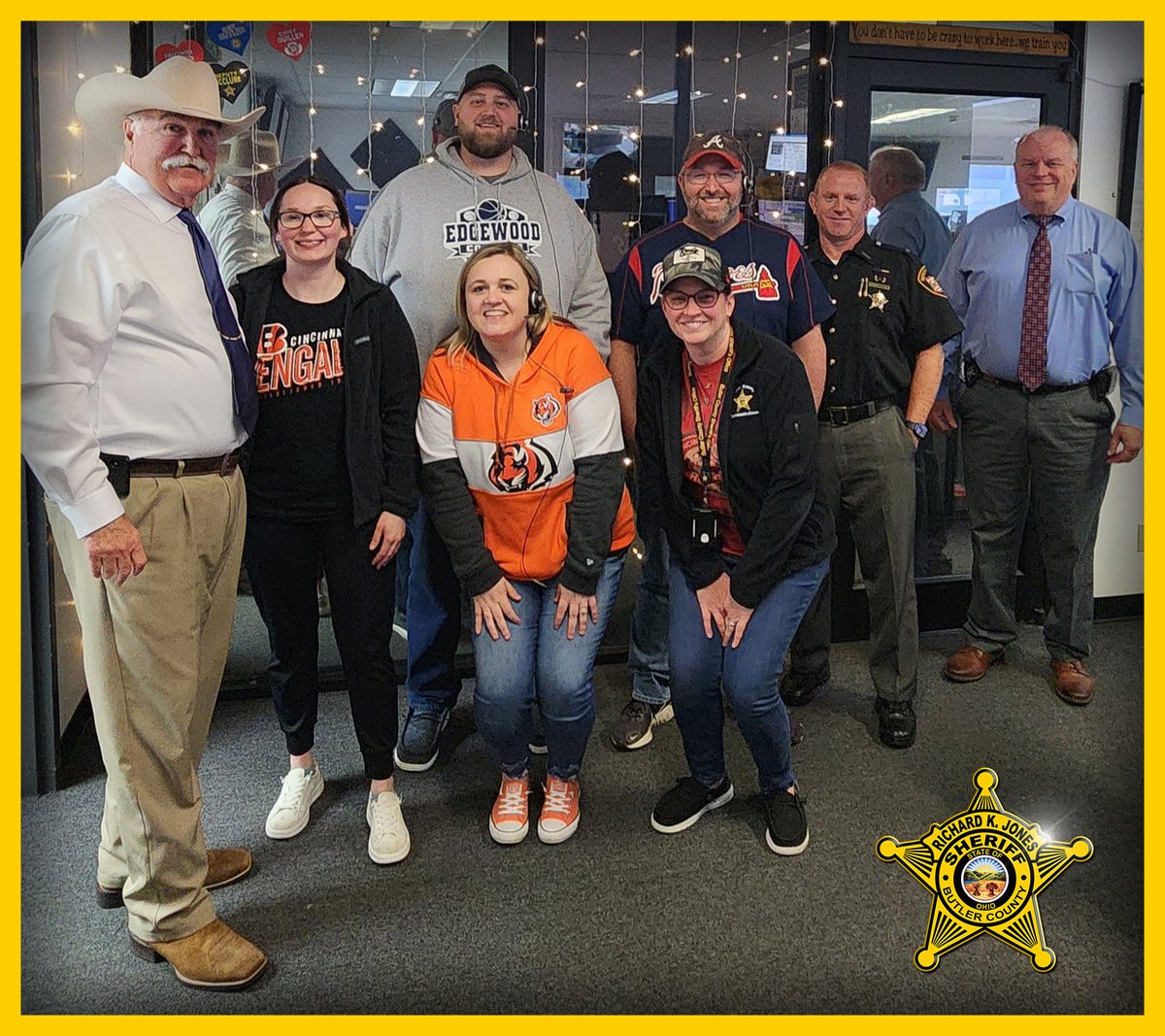 Had to stop by 9COM today to wish our hard working dispatchers a Happy National Telecommunicators Week. These folks are some of the hardest working people around and most never know just what they do for us all! Today's fun theme was sports teams.