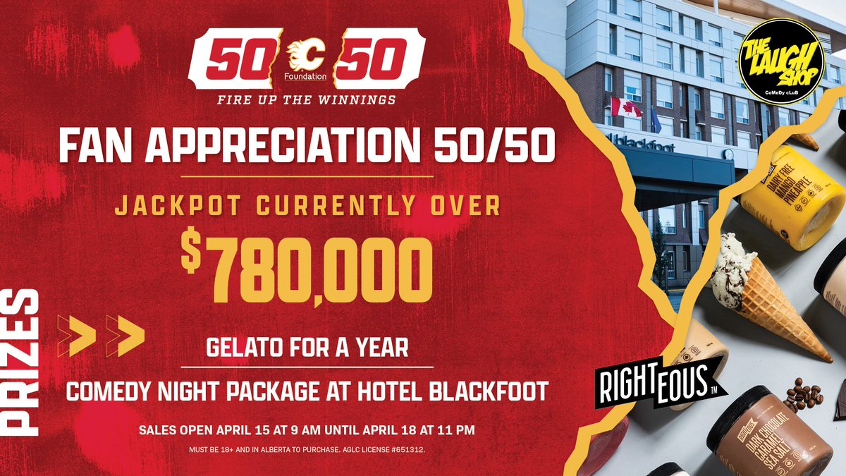 💰 $780,000 💰 That's correct, the @NHLFlames 50/50 jackpot continues to grow, and won't stop until 11 pm tonight! 18+ and in Alberta? Grab your tickets for the chance to win BIG 🔥 BUY NOW ➡️ bit.ly/3tkIvSs