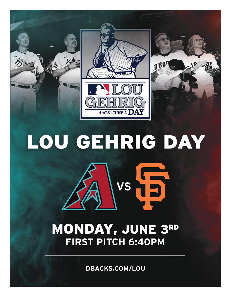 Save the date, AZ! This year's annual Lou Gehrig Day will kick off in Phoenix on Monday, June 3, as our <a href="/Dbacks/">Arizona Diamondbacks</a> take on <a href="/SFGiants/">SFGiants</a>! #ALSArizona
