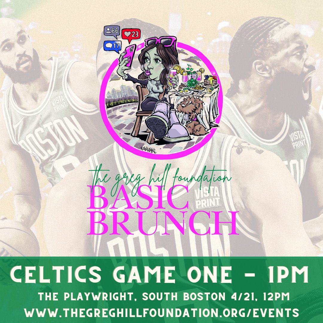 NBA playoffs kick off with the Celtics this Sunday at 1pm and we'll be watching at #BasicBrunch!! Need somewhere to watch the game? Join us for music, food, and drinks at The Playwright🥂 Festivities begin at 12pm!

Learn more: thegreghillfoundation.org/events