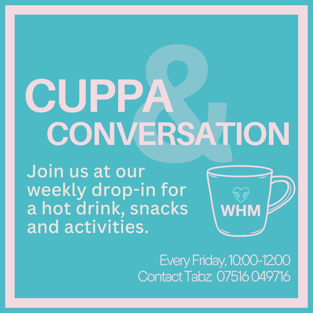 Open to women who have accessed or are accessing WHM services. Join us on Fridays 10:00-12:00 for some conversation, snacks and a hot drink. These weekly informal sessions are in addition to our weekly Digital Drop-In and Monthly Legal Drop-Ins.