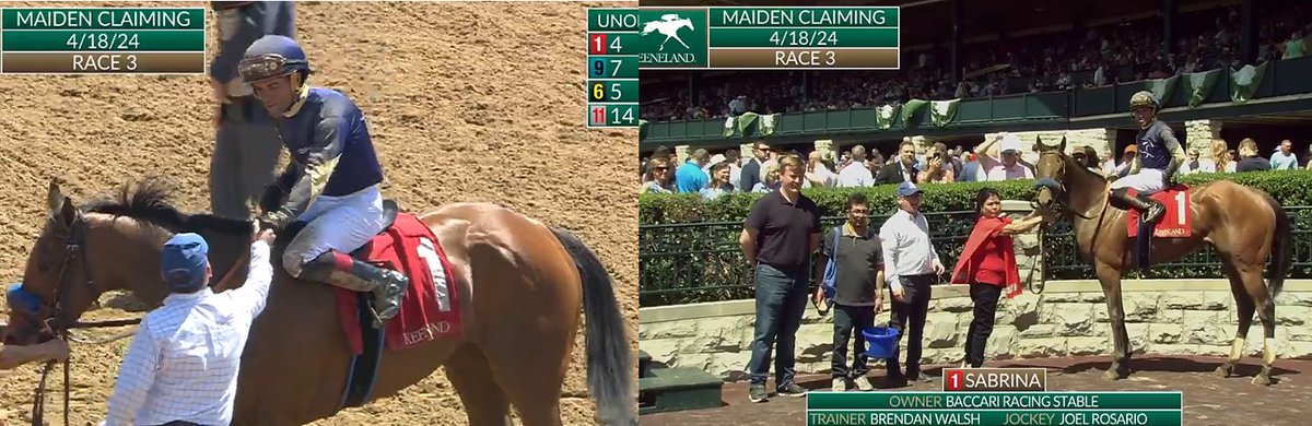 Joel Rosario @JRosarioJockey takes the 1st and 3rd race Thursday at Keeneland. R1 Md Sp Wt - Liam's Journey, trainer Michael Maker R3 Md Clm - Sabrina, Brendan Walsh 128-for-569 lifetime on the Keeneland dirt/syn (22%)