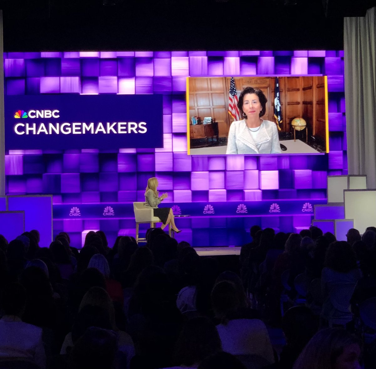 Nick Dunn (@nickdunnlive) on Twitter photo Live from #CNBCChangemakers - <a href="/CommerceGov/">U.S. Commerce Dept.</a> Secretary <a href="/GinaRaimondo/">Gina Raimondo</a> joining remotely to speak with <a href="/SaraEisen/">Sara Eisen</a>. She quipped that she had to stay in DC today for work, which was important but not more important as being part of this great event. Live from #CNBCChangemakers - <a href="/CommerceGov/">U.S. Commerce Dept.</a> Secretary <a href="/GinaRaimondo/">Gina Raimondo</a> joining remotely to speak with <a href="/SaraEisen/">Sara Eisen</a>. She quipped that she had to stay in DC today for work, which was important but not more important as being part of this great event.