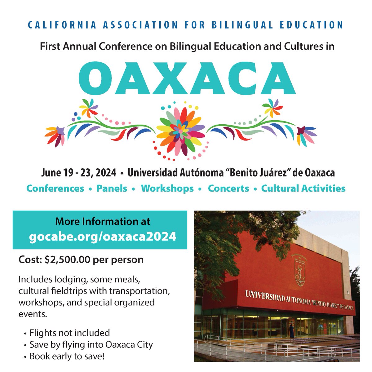 Register for our First Annual Conference on Bilingual Education & Cultures in Oaxaca! For more information: gocabe.org/oaxaca2024/ #cabe #cabeconference #bilingualeducation #bilingualeducationresources #cultureconference #mexico #mexicoconference #oaxaca