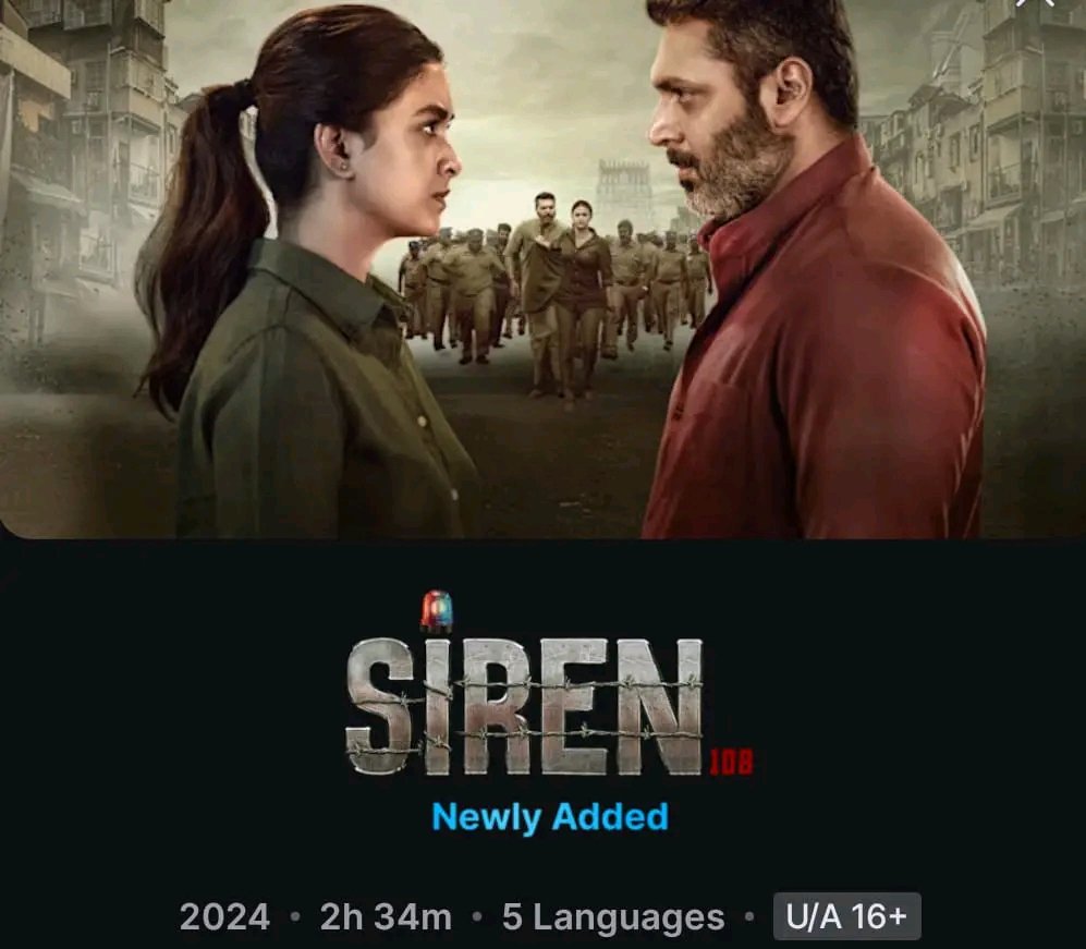 #Siren 108 now streaming on #DisneyHotStar 

#keerthysuresh #JayamRavi 
#Anupamaparameshwaran