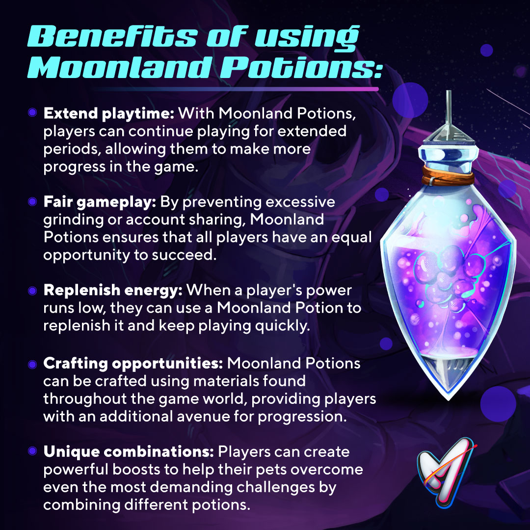 🧪 Moonland Potions: #Moonland #metaverse, we have enabled fair gameplay, allowing our players to buy Moonland Potions with #MTK or craft these powerful boosts using in-game materials to aid their progress in challenging situations 👾 #MTKPresale🚀 #cryptogame #cryptogaming #NFTs