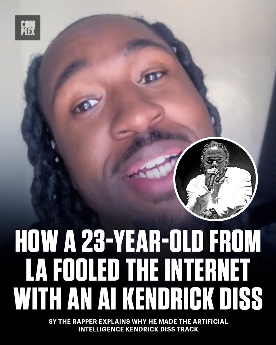 How a 23-Year-Old From LA Fooled the Internet With an AI Kendrick Lamar Diss Track Sy The Rapper explains why he made the artificial intelligence Kendrick diss track that went viral, and why he ultimately decided to clarify that it was fake. INTERVIEW ➡️