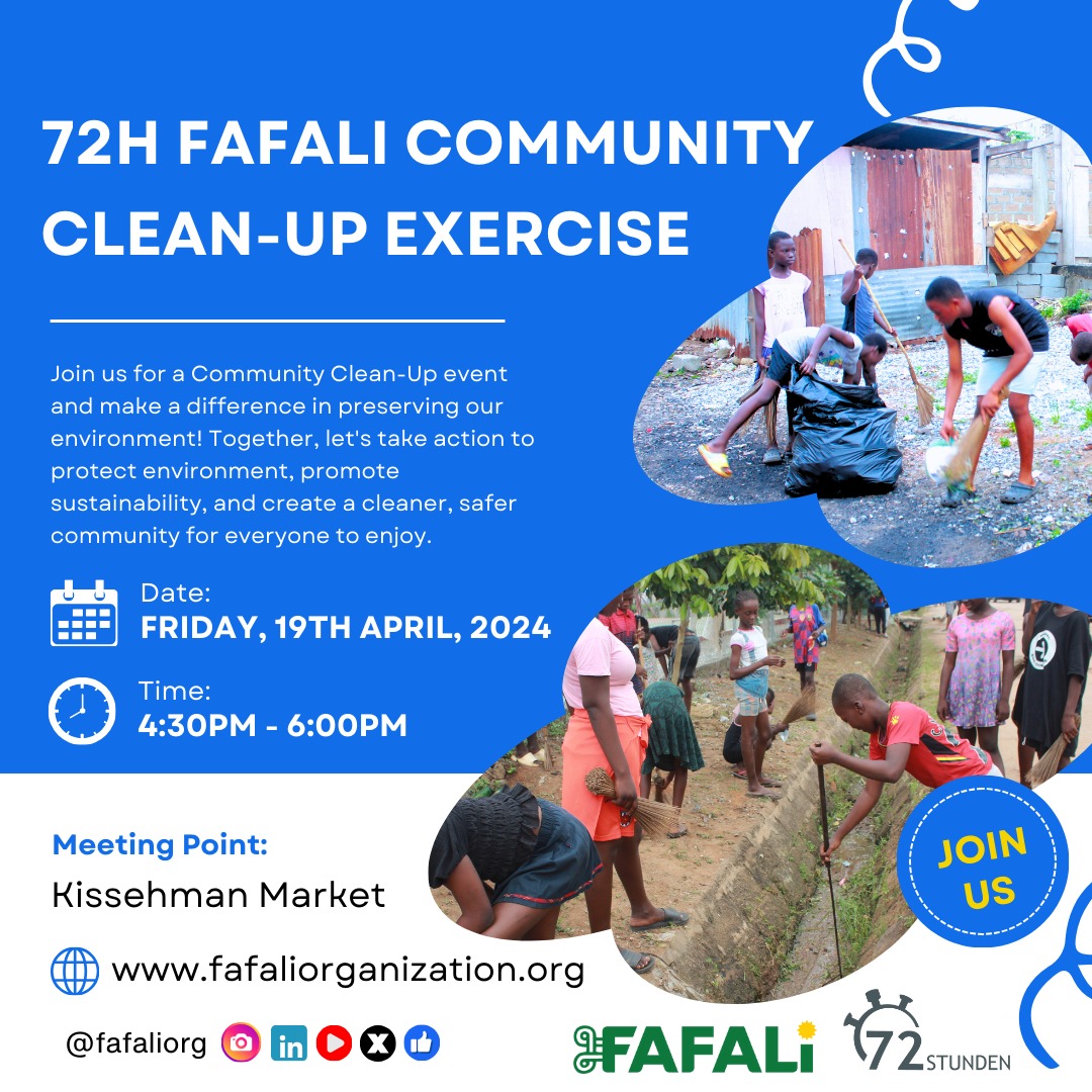 Fafaliorg's tweet photo. Tomorrow, join us for a community cleanup as part of our #72Hour campaign in collaboration with the German National Association for Catholic Youth (BDKJ). It's our responsibility as citizens to tackle the litter clustering in our communities.
#72hfafali BREAKING NEWS #BDKJ https://t.co/2cnK6sRFsh