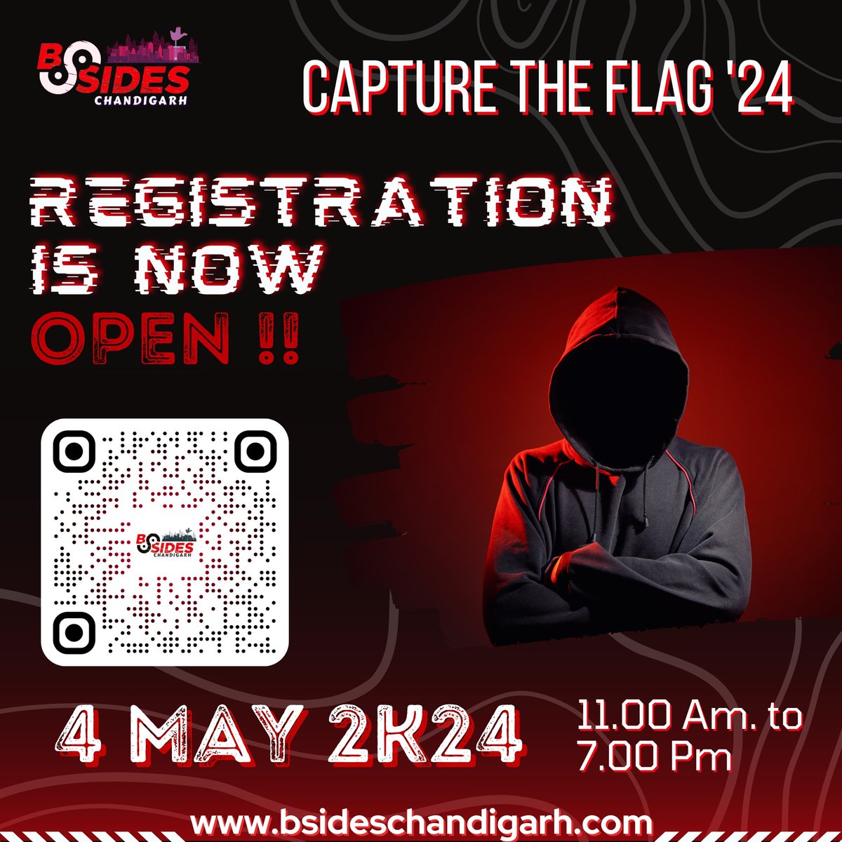 BSidesch's tweet photo. Attention CTF champions!   
BSides Chandigarh CTF 2024 is coming your way on May 4th. Are you ready to crack the codes and conquer the challenges? 

Reserve your spot today!
Link: https://t.co/Q9E03mMQb3
 #BSidesCHD #CTF #Cysecurity #HackTheBox #securityAwareness #ChandigarhCTF https://t.co/ldnHThwKfG