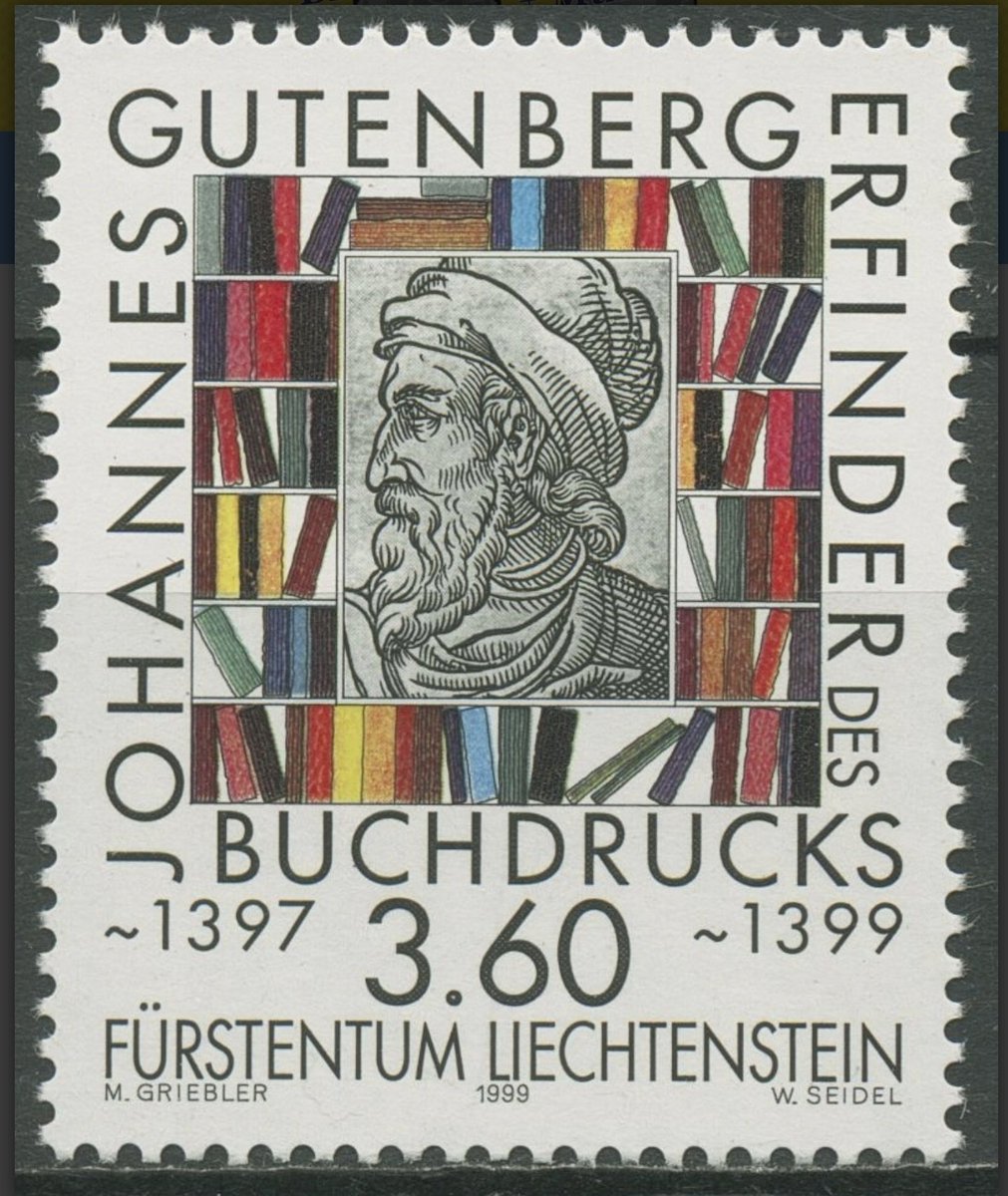 There are many #stamps about #Gutenberg and his famous invention letterpress-printing. But I believe this one from Liechtenstein of 1999 is #Liechtenstein is one of the most beautiful.
#philately #mailart #books