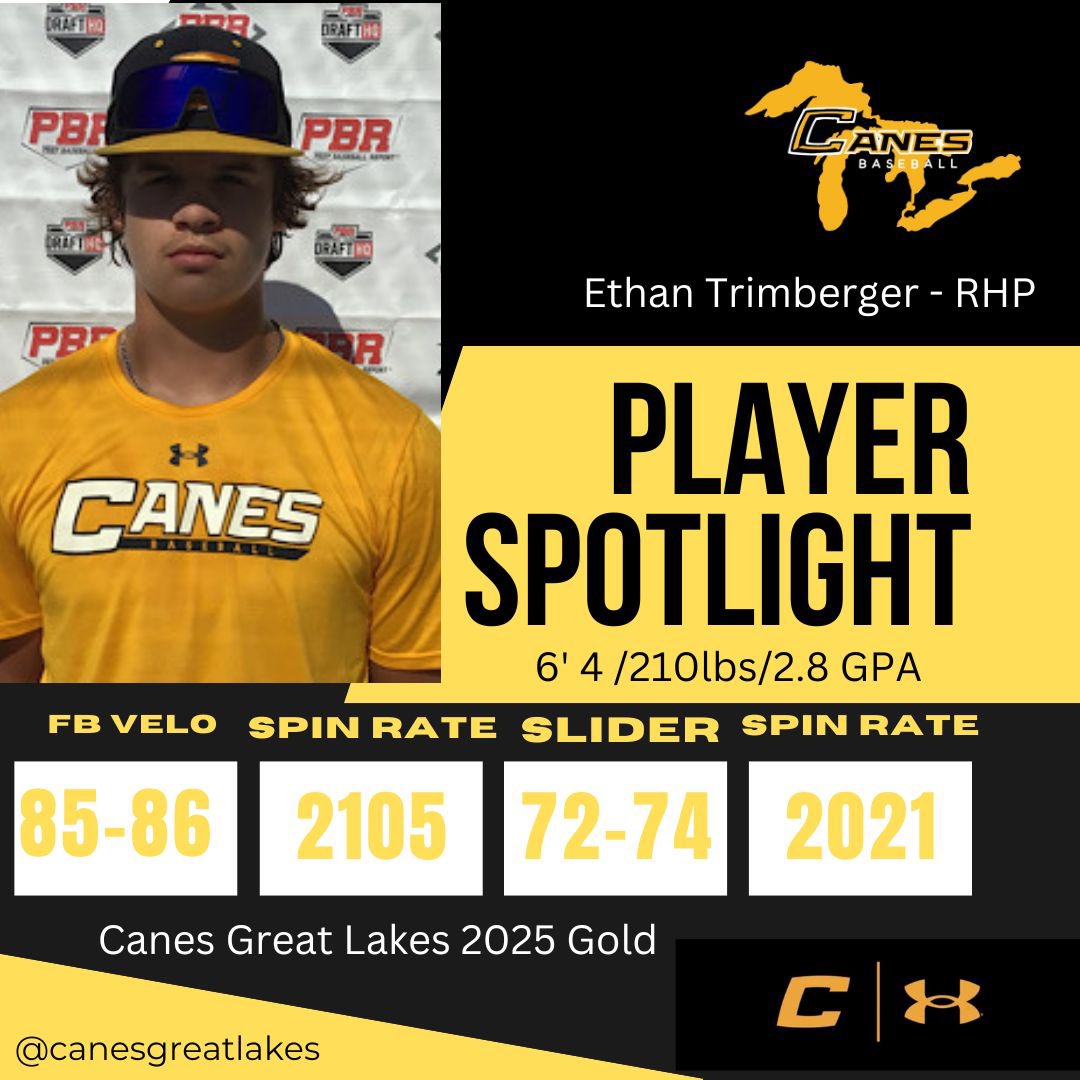 👀 Uncommitted Spotlight 👀 🗣️ @EthanTrimberger 2025 RHP 📚2.8 GPA Projectable frame and rising stock 📈 after 4-5mph velo jump since offseason. ⚾ Profile featuring video, statistics, articles & more 🔗 👉 prepbaseballreport.com/profiles/IN/Et…