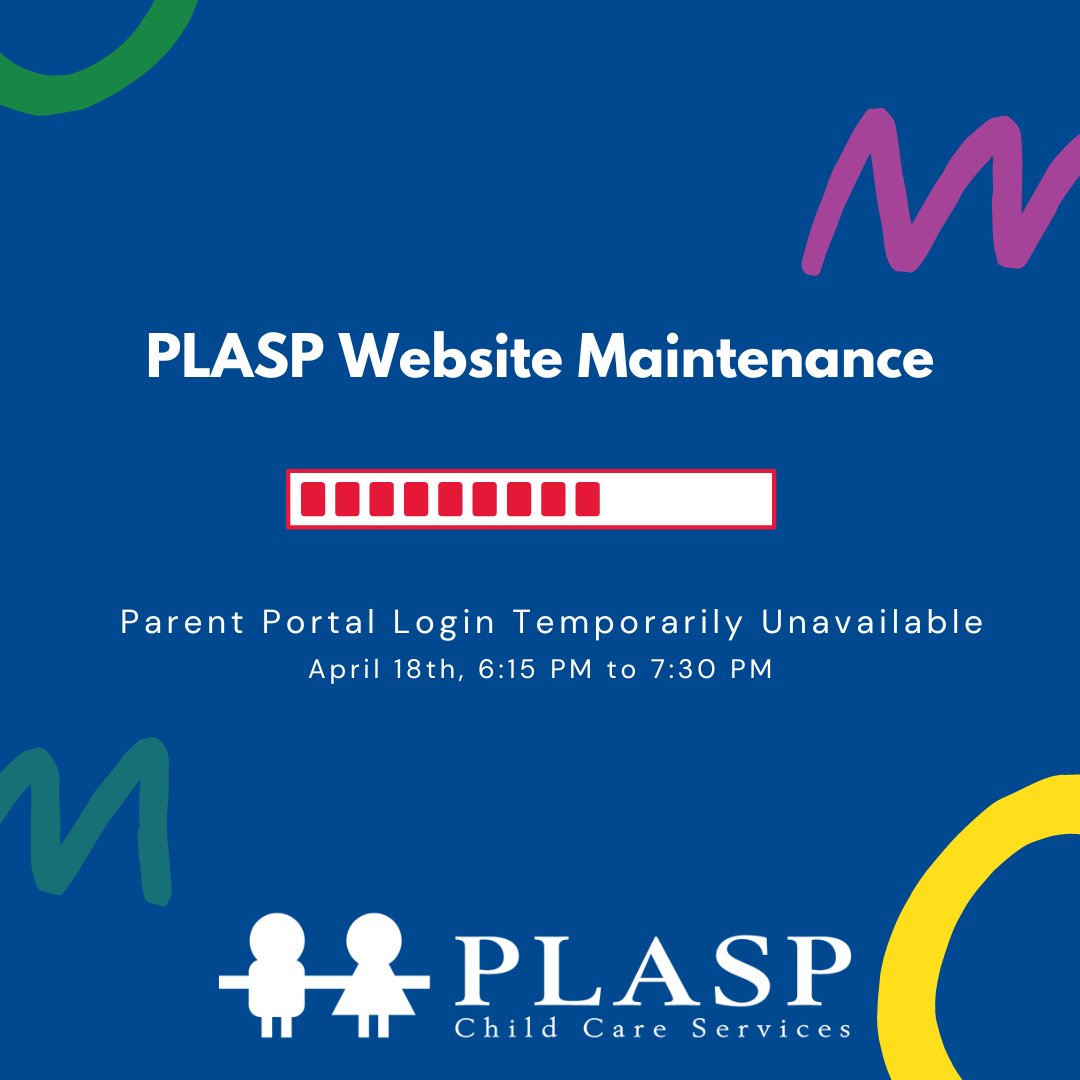 Logging into the #PLASP Parent Portal is temporarily unavailable this evening (April 18) from 6:15pm to 7:30pm due to scheduled maintenance. Thank you for your patience and understanding.