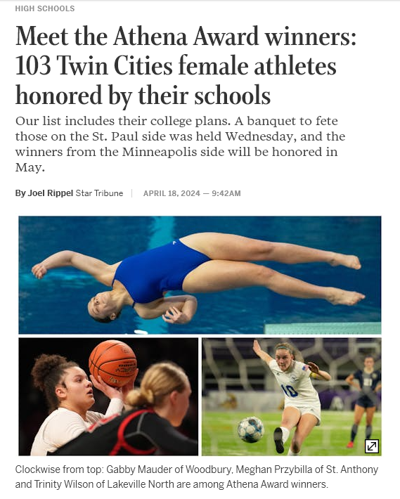 SAVHSActivities's tweet photo. Meghan Pryzbilla is highlighted in today's Star Tribune recognition of the Athena Award winners!

Way to go, Meghan!

#GoHuskies https://t.co/H714h5ZWo7