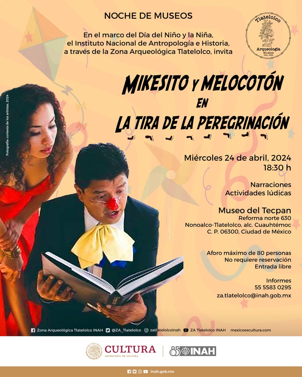 ZA_Tlatelolco's tweet photo. 👧👦✍️👣
#DíaDelNiño #DíaDeLaNiña #NocheDeMuseos
"Mikesito y Melocotón" nos ayudarán a conocer más de la Tira de la Peregrinación o Códice Boturini
📅Miércoles 24 de abril,2024
⏰18:30h
📍Museo del Tecpan
Reforma norte 630 #Tlatelolco #CDMX
Para público a partir de 6 años https://t.co/AwaOyXl9Rp