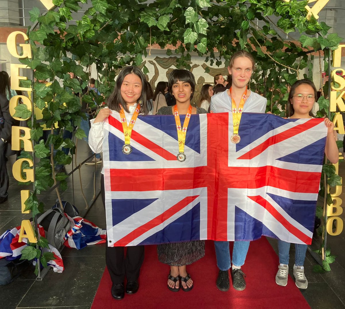 Let's hear it for the girls!

Team UK came 16th out of 54 participating teams at the 13th European Girls' Mathematical Olympiad, held in Georgia. They brought back two silver medals and one bronze.

Congratulations to the whole team. UKMT is very proud 👏