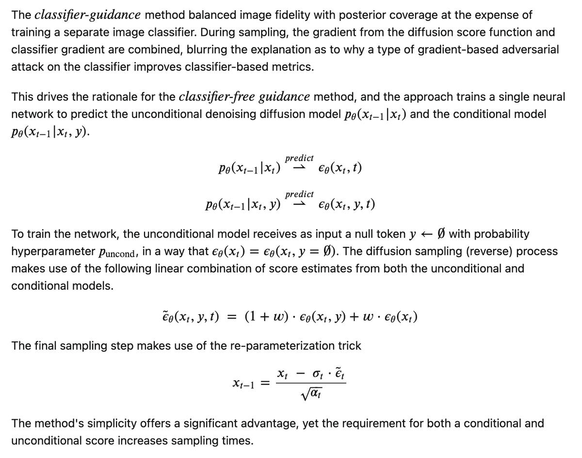 TheVariational's tweet image. Are you certain a classifier is the best option? @hojonathanho @TimSalimans @mervenoyann @m__dehghani @chenlin_meng We discuss classifier-free guidance for diffusion models and highlight the benefits.