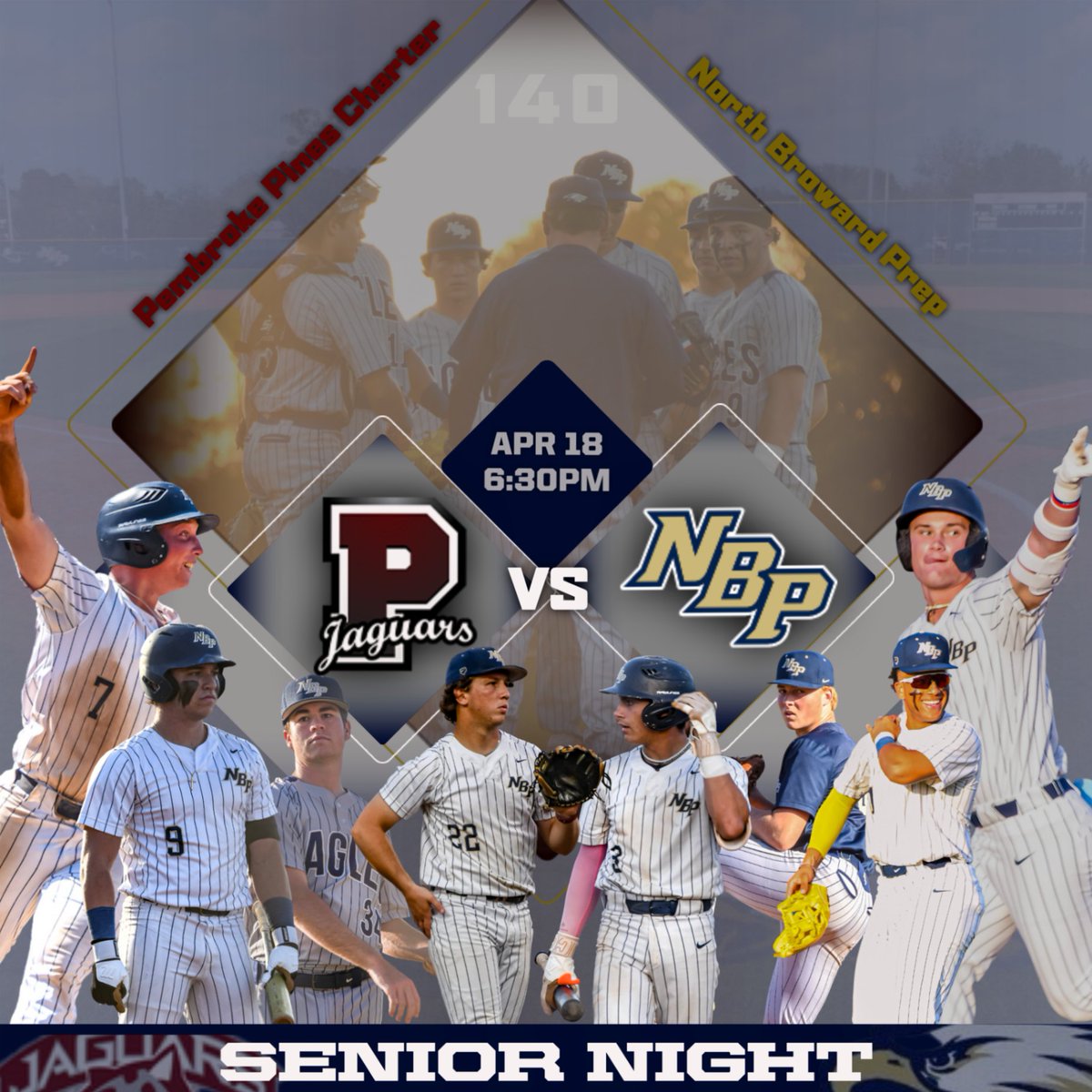 NBP Baseball Senior Night🚨
🆚: Pembroke Pines Charter
⏰: First Pitch @ 6:30pm
📍: NBP Baseball Field
#140 #RepthePrep