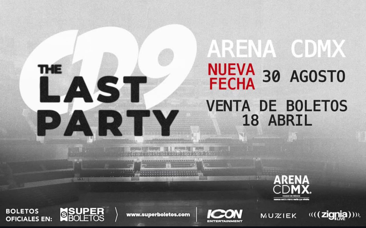 InfoPlusMX's tweet photo. #Musica | 30 de agosto nueva fecha para el concierto de CD9 en la Arena CDMX 

Venta general HOY 10:00 AM. 
🔗Link para fila virtula: https://t.co/SSaLNyryvS 
¡Consigue tus boletos y no te quedes fuera! 🩷🎶 https://t.co/bbbRMUaeOj