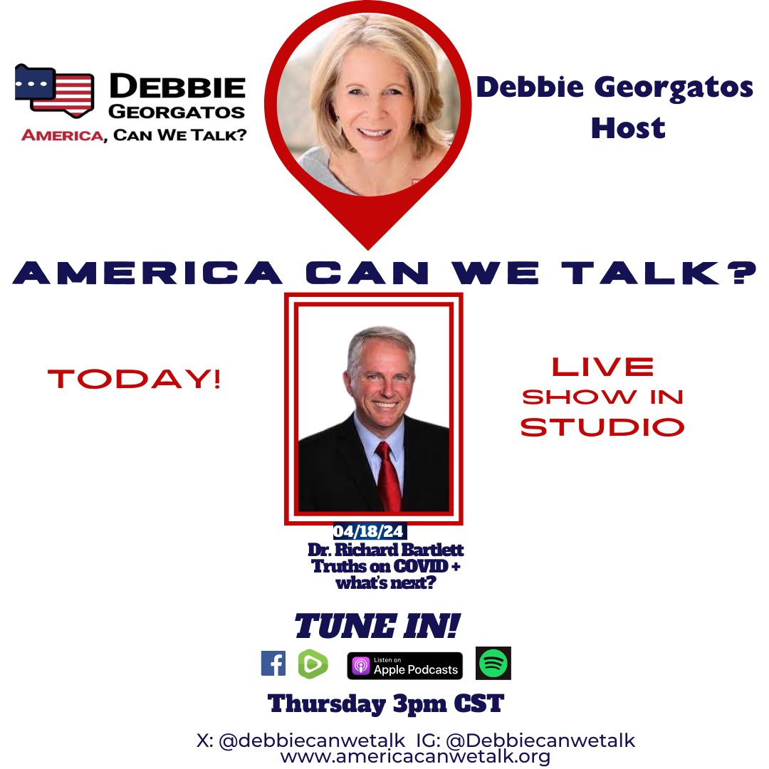 Looking for to talking #truth with Dr. Richard Bartlett about #Covid and what is coming next! Tune in #AmericaCanWeTalk