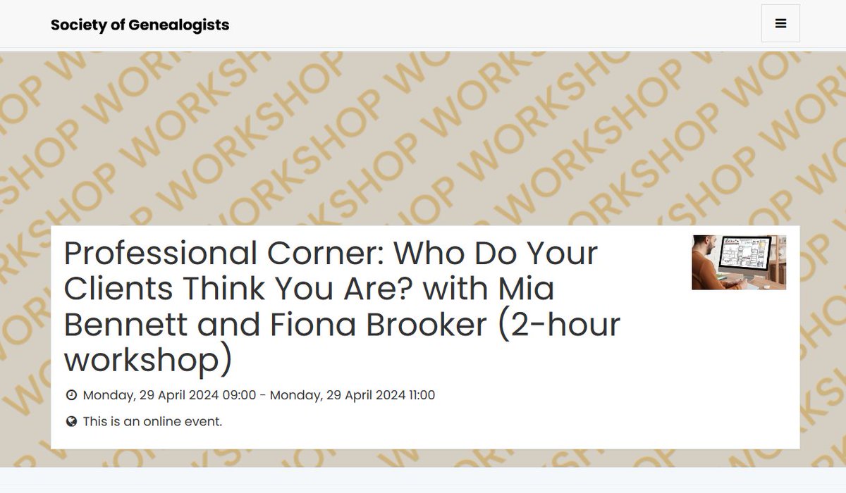 On Monday 29th April AGRA's Mia Bennett is assisting in the running of a workshop entitled 'Professional Corner: Who Do Your Clients Think You Are?' for the Society of Genealogists. members.sog.org.uk/events/657759d…