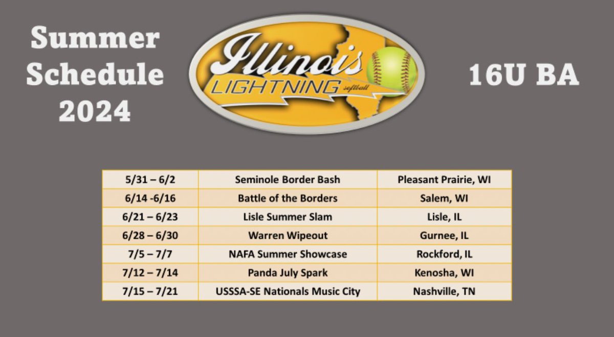 Summer season is on the way! Check out our summer 2024 schedule, maybe I’ll see you there too!! @softball_il