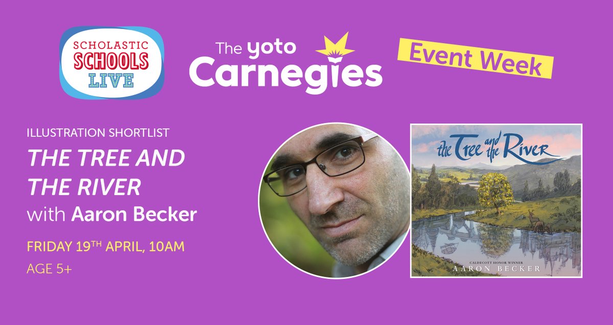 The Yoto Carnegie Event Week concludes tomorrow! Join us for the first of three fantastic events with Aaron Becker (@storybreathing) at 10am, to learn all about the Carnegie shortlisted The Tree and the River. Sign up now: scholastic.co.uk/scholastic-sch…