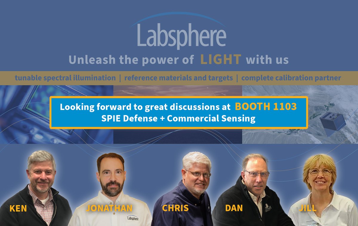 Counting down to #SPIEDCS Are you attending? Let us know in the comments and schedule a meeting so we can discuss your applications and learn how we can collaborate for mutual success. #Labsphere #solarspectrum #remotesensing #testandmeasurement #spie #calibration #lidar