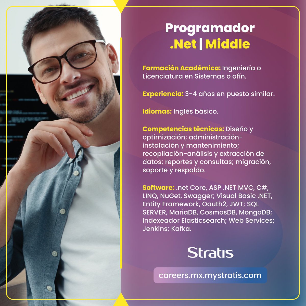 mystratis's tweet photo. Conoce las oportunidades laborales que Stratis ofrece. Estamos contratando perfiles que quieran hacer realidad sus metas profesionales.
#OportunidadLaboral #empleodisponible #vacantedisponible #empleoMexico #vacantesmexico #vacantesCDMX #areatecnologica #tecnologia #hiring https://t.co/UZJg85WtPN