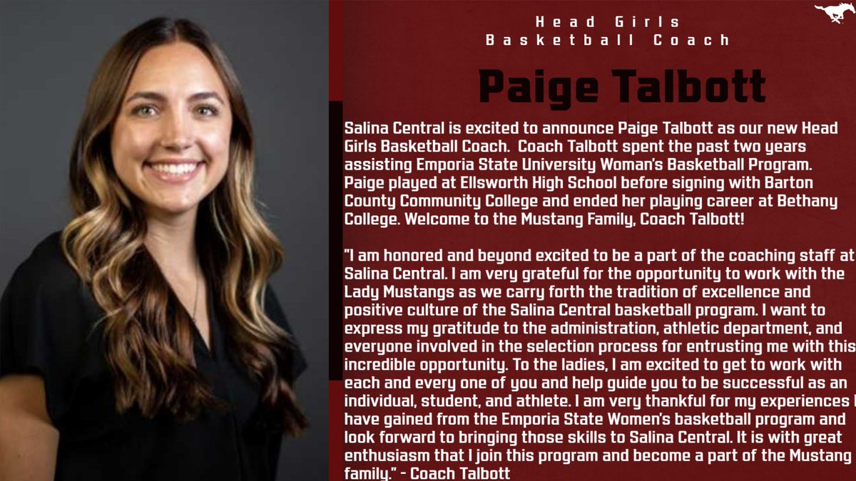 Please Welcome  Paige Talbott, our New Head Girls Basketball Coach. 

Pending board approval